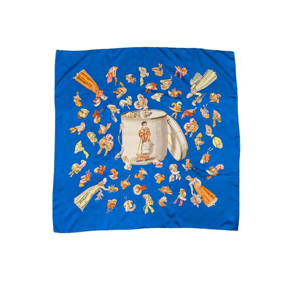 Authentic Hermes Blue Paris Modiste Silk Scarf 90cm - Picture 1 of 10